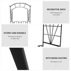 Outsunny Garden Bench, 2 Seater Outdoor Patio Bench, Metal Garden Loveseat with Arch for Vines and Climbing Plants, Black