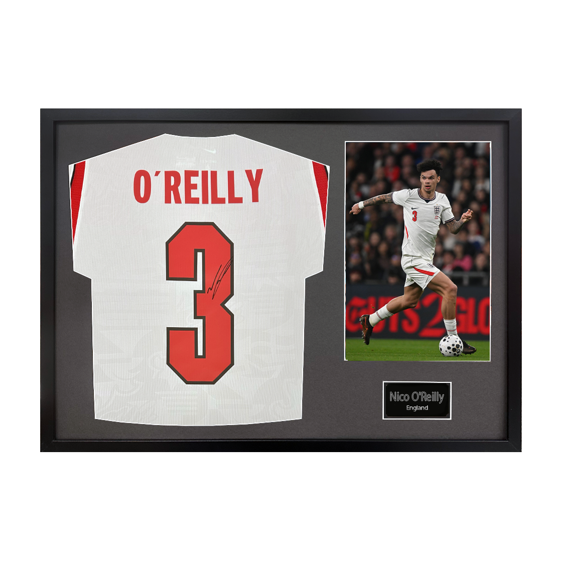 Nico O'Reilly Signed England Classic Frame