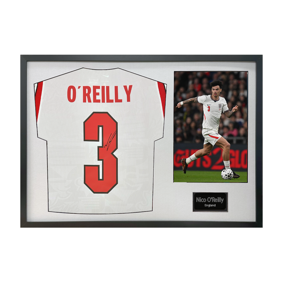 Nico O'Reilly Signed England Classic Frame