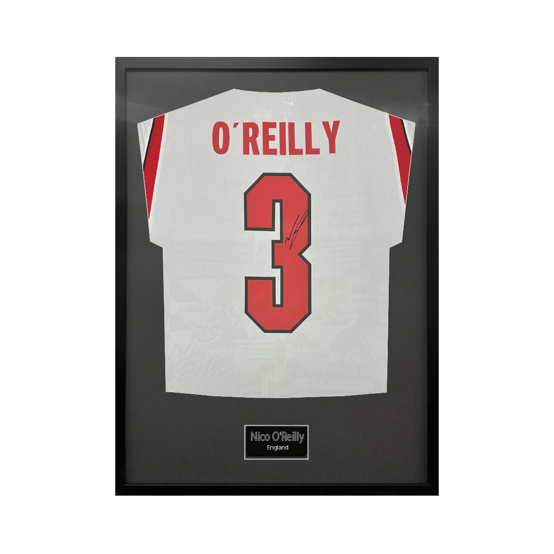 Nico O'Reilly Signed England Standard Frame