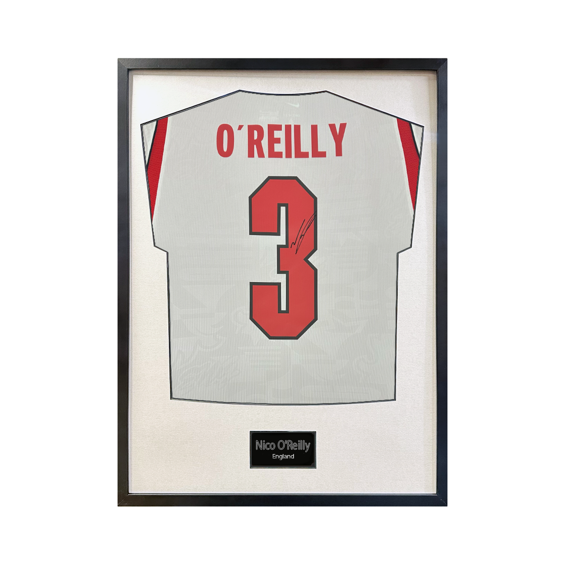 Nico O'Reilly Signed England Standard Frame