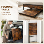 HOMCOM Compact Folding Desk for Small Spaces with Storage Shelf for Home Office, Rustic Brown