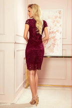 Numoco neckline and short sleeves evening dress