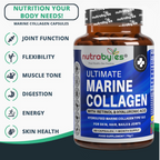 Marine Collagen Capsules Types 1 & 3 with Hyaluronic Acid & Vitamin C | 60 Capsules | 1-Month Supply | UK Made