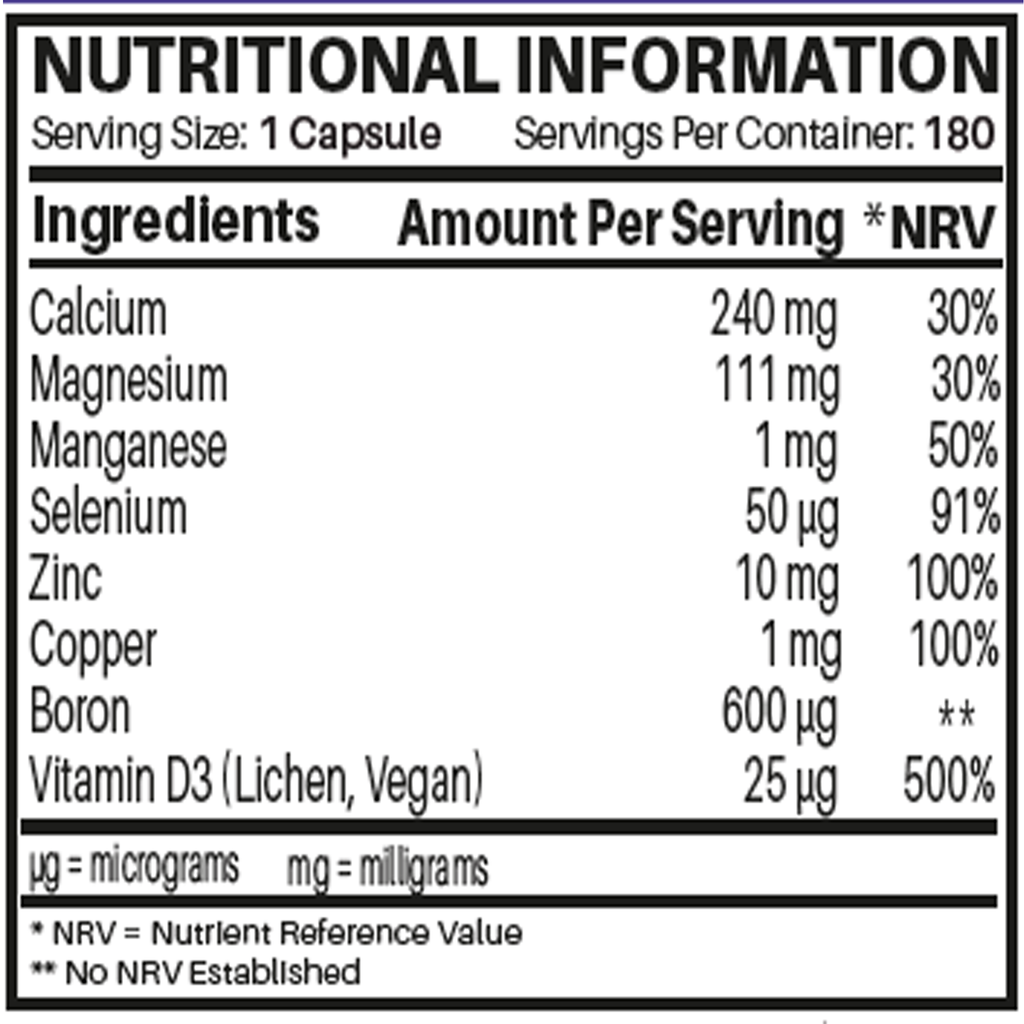 Magnesium, Calcium, Zinc & Vitamin D3 (Vegan D3) - Advanced Immunity Support, 6 Months Supply | Made in the UK