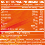 Vegan Vitamin D3 2000 IU with Calcium, Magnesium, Zinc & Copper | 180 capsules, 3 months supply | Made in the UK