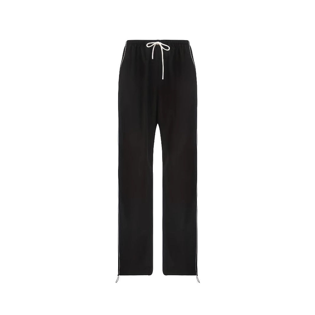 Drawstring Leisure Elastic Waist Pants On Both Sides