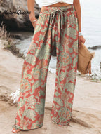 Women's High Waist Casual Loose Printed Wide-leg Pants