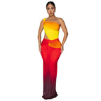 Summer Sexy Cross-shoulder Bag Arm Gradient Dress