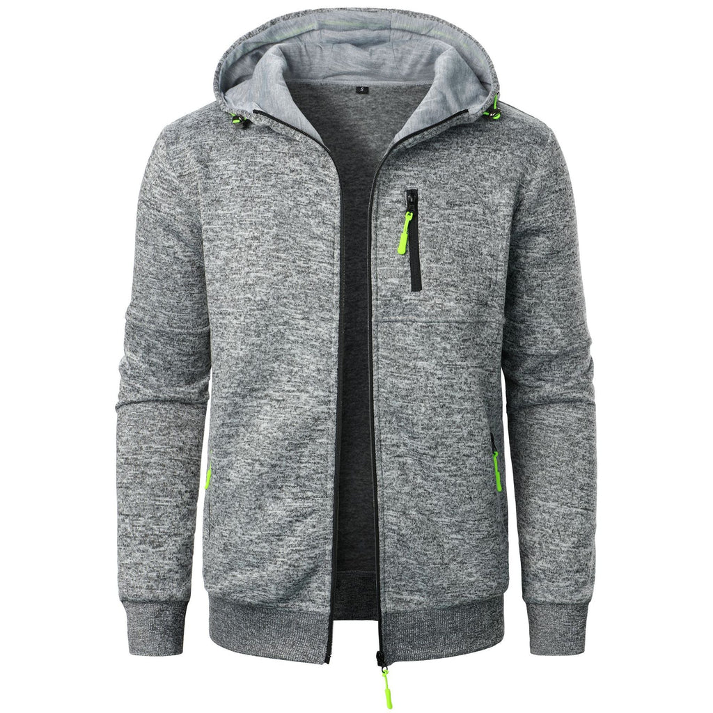 Men's Sports Fitness Casual Jacquard Hooded Jacket Knitted Cardigan