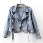 Women's Short Loose Top Motorcycle Jacket