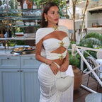 Pure White One-piece Swimsuit Skirt Shawl Three-piece Suit Sexy