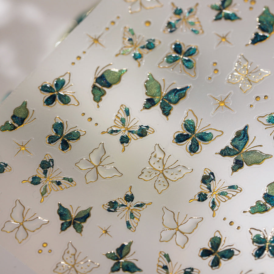 Hello Claws | Vintage Green Butterfly Nail Deco Sticker