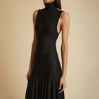 New Slim-fit Half Turtleneck Backless Dress Women