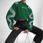 Printed Hooded Pullover Loose Retro Sweater