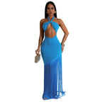 Summer Tassel Stitching Tube Top Dress