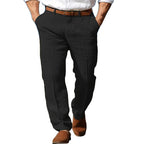 Men's Formal Linen Straight Pure Color Comfort Breathable Vacation Trousers