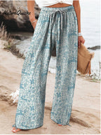 Women's High Waist Casual Loose Printed Wide-leg Pants