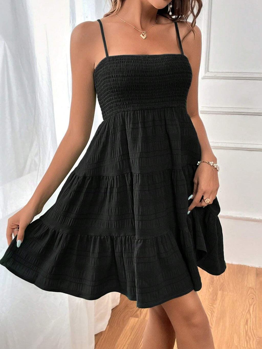 Women's Pure Color All-matching Texture Dress