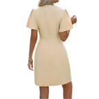 V-neck Short-sleeved Dress Summer Fashion Slim A-line Dresses Beach Clothing For Women