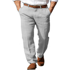 Men's Formal Linen Straight Pure Color Comfort Breathable Vacation Trousers