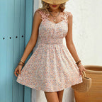 Women’s French Floral Stitching Dress – Summer Vintage Chic