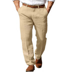 Men's Formal Linen Straight Pure Color Comfort Breathable Vacation Trousers