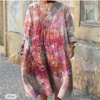 Women's Printed Plus Size Loose Long Sleeve Dress