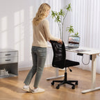 Vinsetto Computer Desk Chair, Armless Mesh Office Chair with Adjustable Height and Rolling Wheels, Black