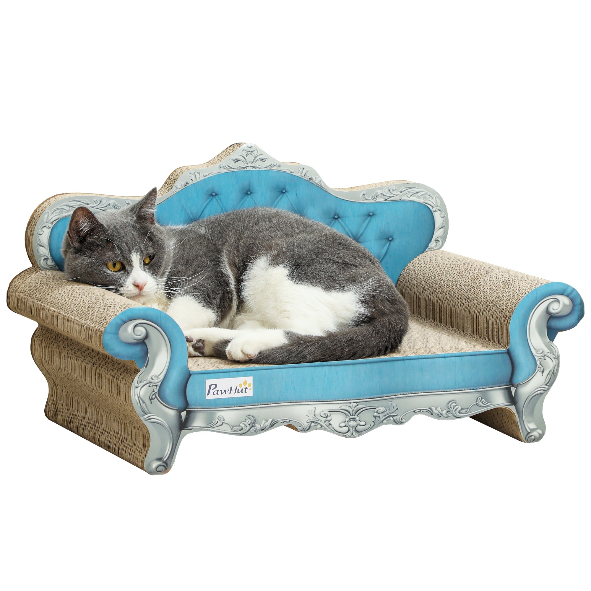 PawHut 2 in 1 Cat Scratcher with Catnip for Indoor Cats, 30.5 x 55 x 31.5cm, Light Blue