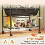 PawHut 5 Tier Large Hamster Cage on Wheels with 17 cm Deep Tray, Storage Shelf for Syrian, Gerbil, Rats