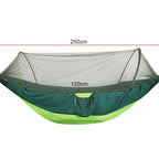 Portable Outdoor Camping Full-automatic Nylon Parachute Hammock with Mosquito Nets, Size : 250 x 120cm, 250x120cm Orange, 250x120cm Blue, 250x120cm Green, 250x120cm Pink Blue, 250x120cm Dark Green, 250x120cm Dark Blue, 250x120cm Black                  ...