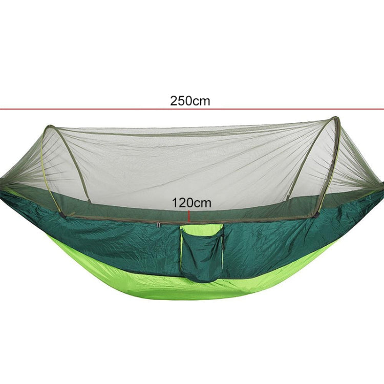 Portable Outdoor Camping Full-automatic Nylon Parachute Hammock with Mosquito Nets, Size : 250 x 120cm, 250x120cm Orange, 250x120cm Blue, 250x120cm Green, 250x120cm Pink Blue, 250x120cm Dark Green, 250x120cm Dark Blue, 250x120cm Black                  ...