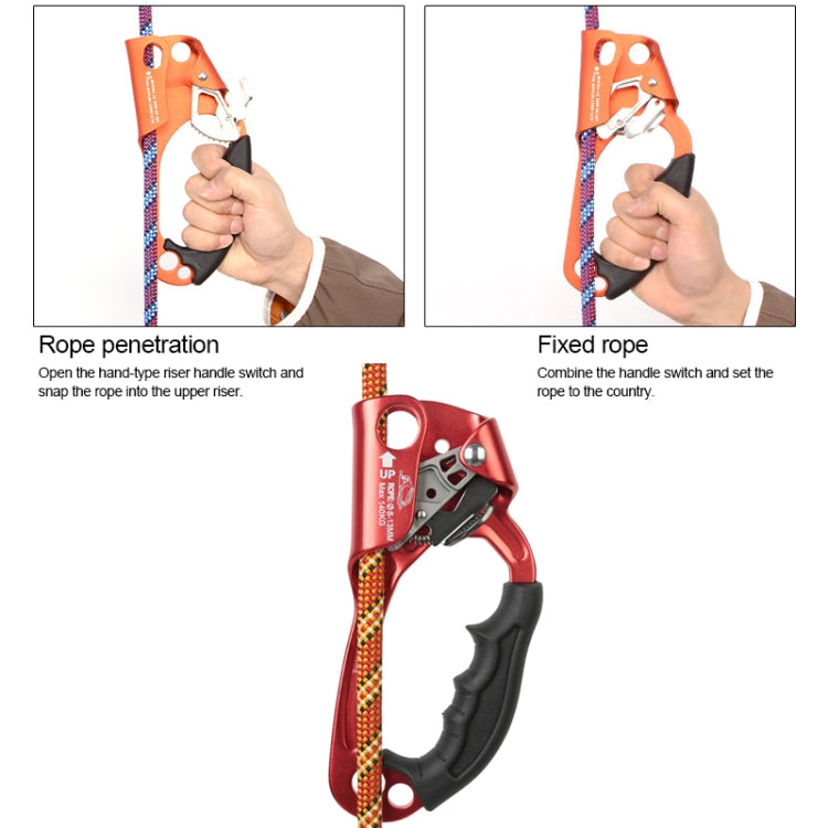 XINDA TP-8606 Outdoor Rock Climbing Aerial Work Anti-fall Handheld Rope Gripper for 8-12mm Diameter Rope left, Left