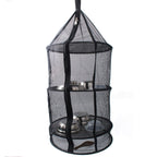 Camping Picnic Folding Tableware Vegetables Fruit Dry Net Hanging Mesh Dish Dryer Rack Shelf(Black)