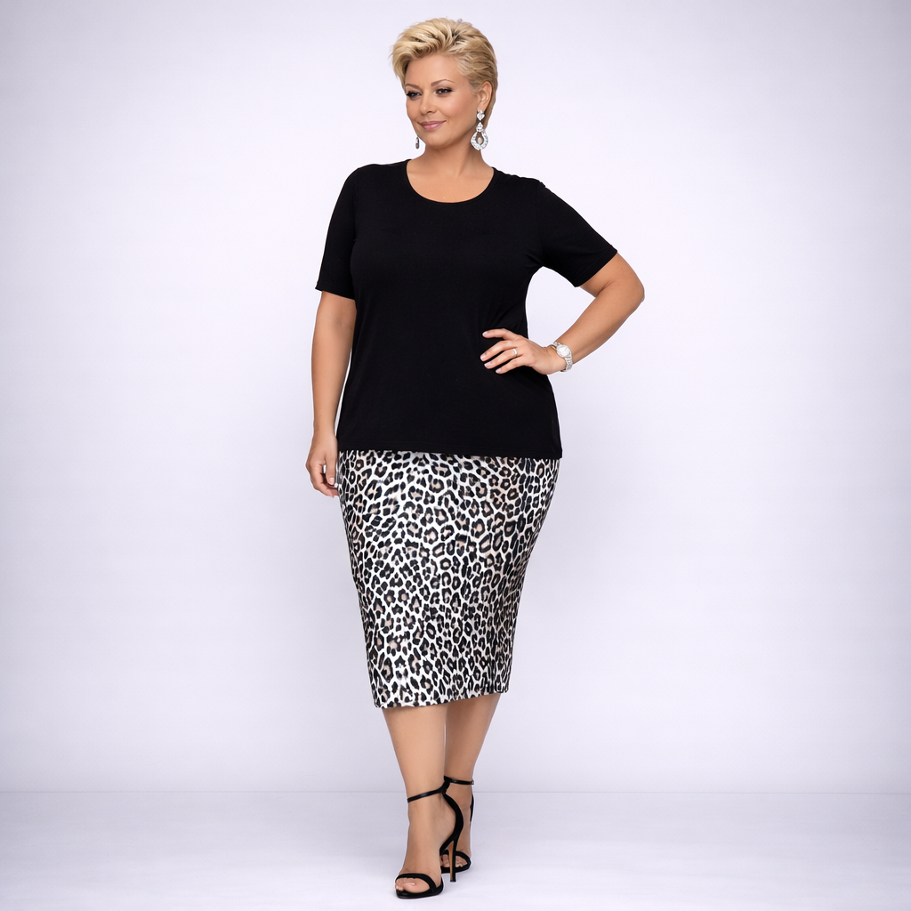 Leopard Print Short Sleeve Dress with Overlay Top