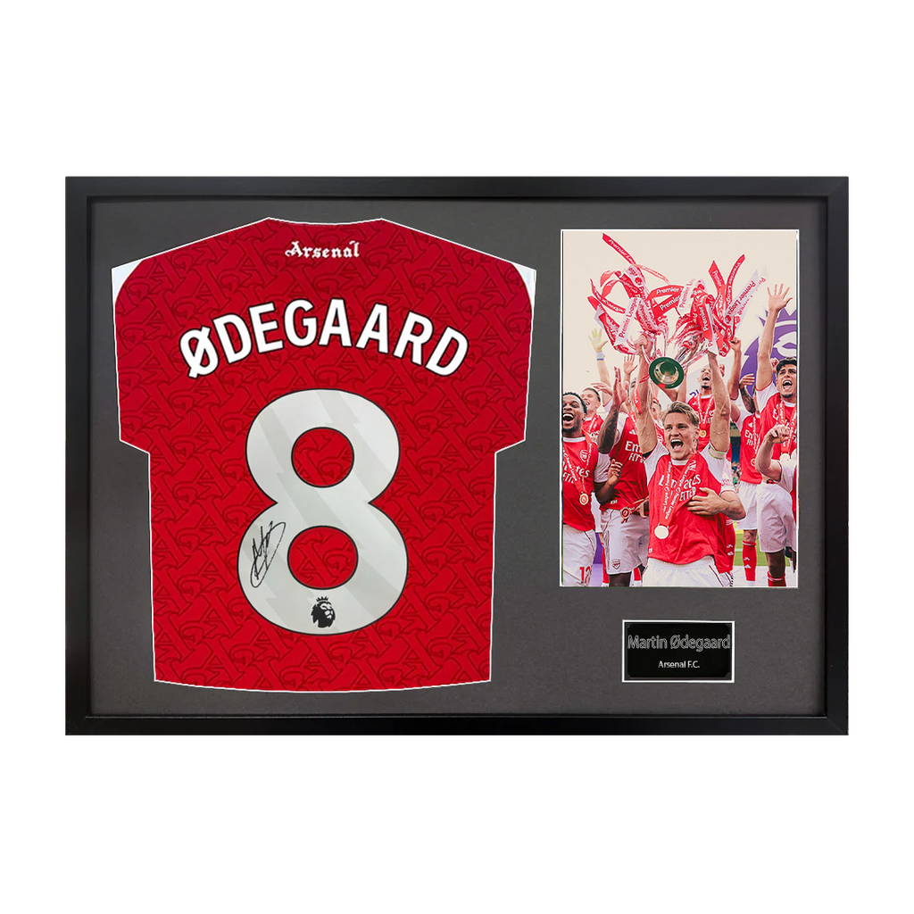 Martin Ødegaard Signed Arsenal Champions Shirt Classic Frame (ACG Cert)