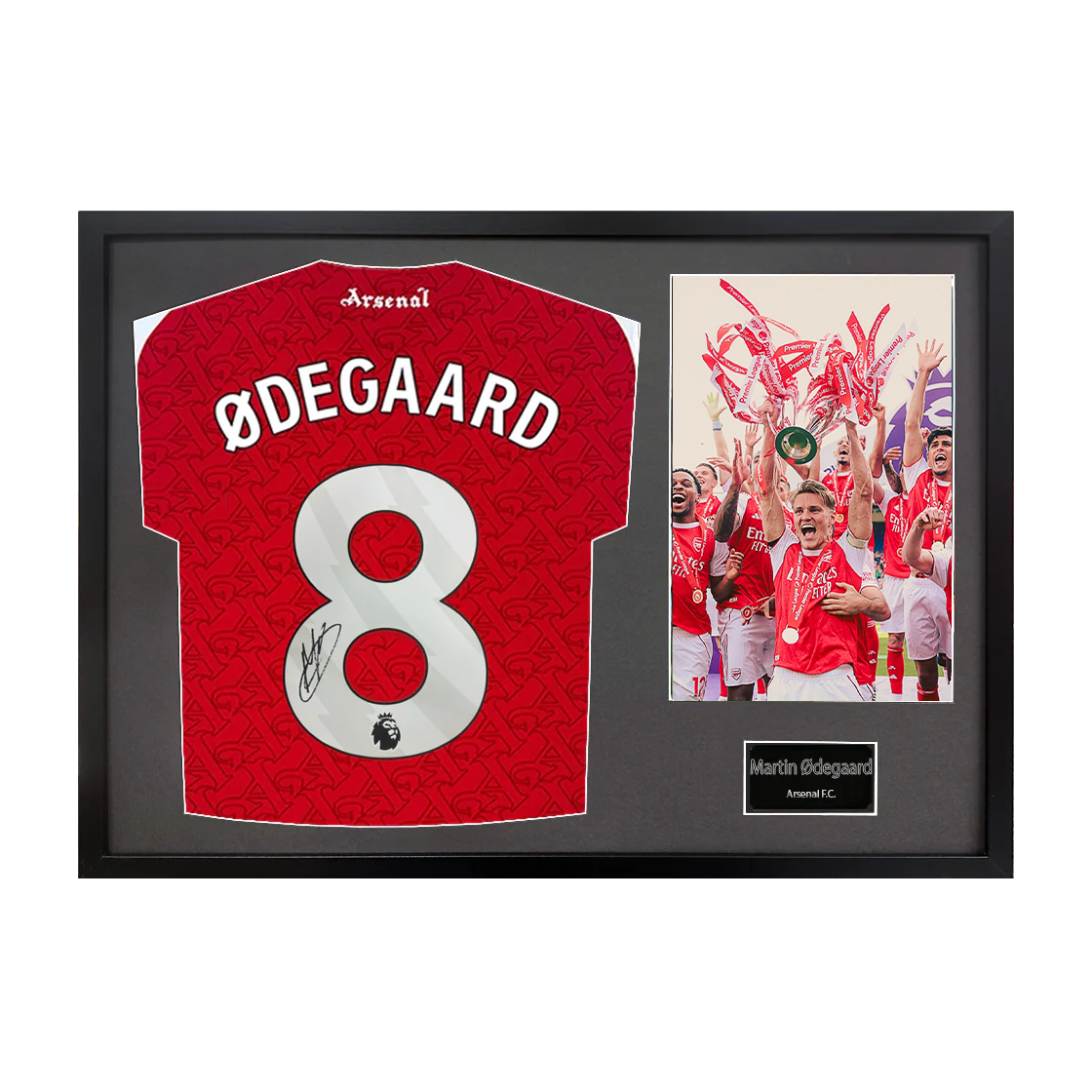Martin Ødegaard Signed Arsenal Champions Shirt Classic Frame (ACG Cert)