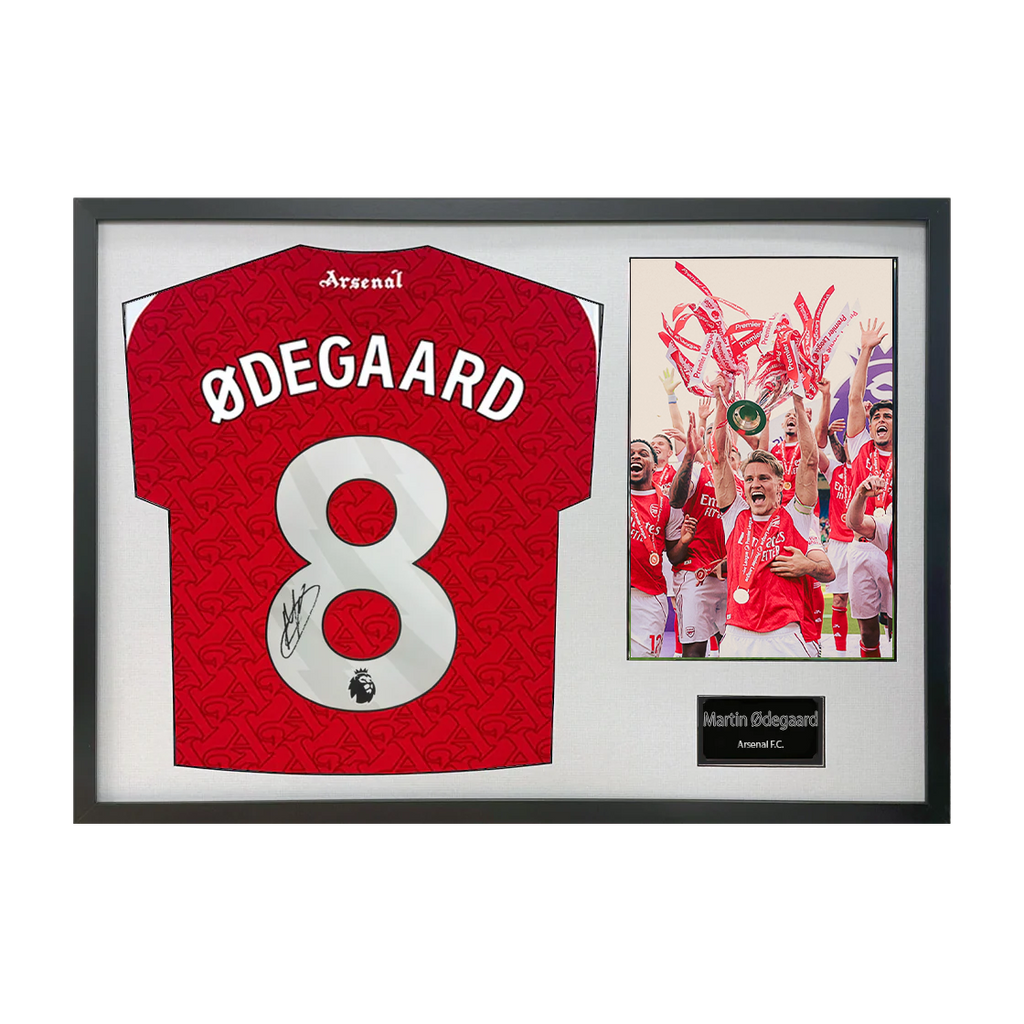 Martin Ødegaard Signed Arsenal Champions Shirt Classic Frame (ACG Cert)