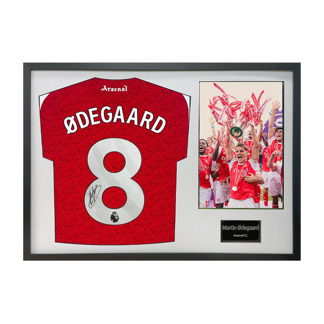 Martin Ødegaard Signed Arsenal Champions Shirt Classic Frame (ACG Cert)