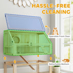PawHut Wooden Hamster Cage with Detachable 31cm Deep Bottom, Hut, Seesaw, Exercise Wheel, Ramp, 80 x 50 x 76cm, Natural