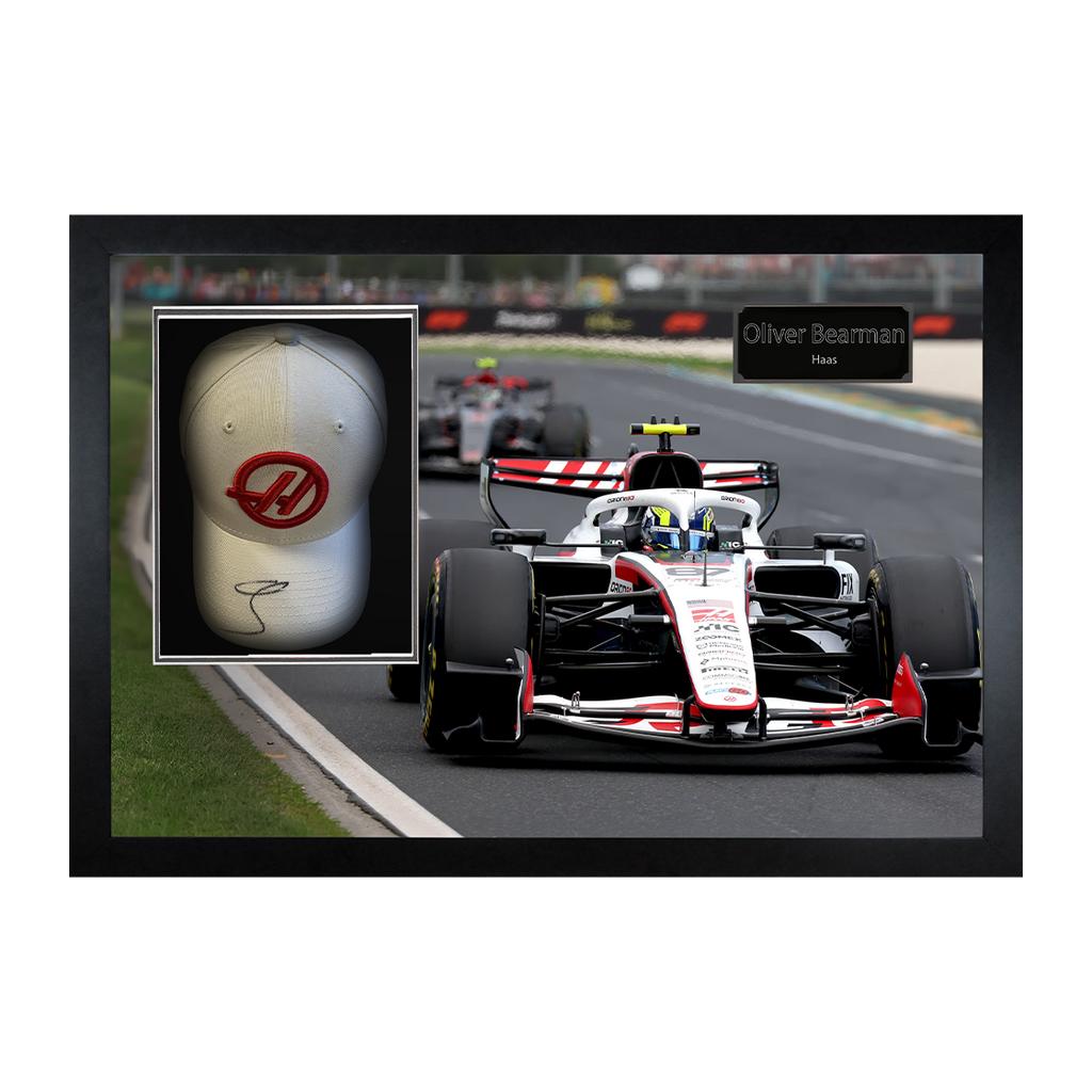Oliver Bearman Signed Haas F1 Cap Iconic Frame (ACG Cert)