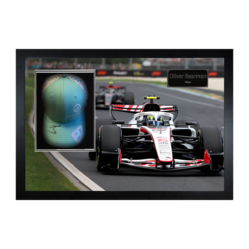 Oliver Bearman Signed Haas F1 Cap Iconic Frame (ACG Cert)