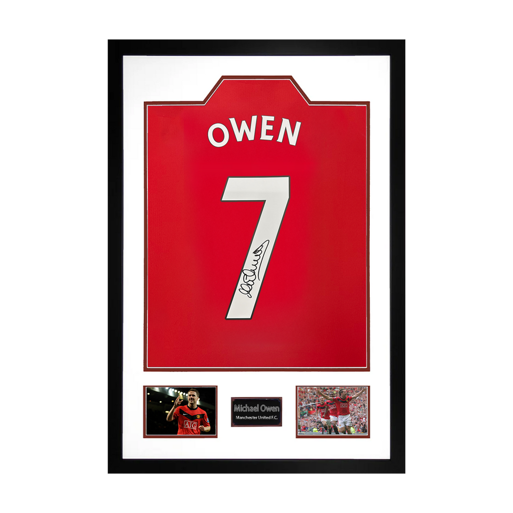 Michael Owen Signed Manchester United Shirt Premium Frame