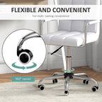 HOMCOM Home Office Chair and Computer Desk Set, Faux Leather Desk Chair with Swivel Wheels, Study Desk with Storage Shelf, White
