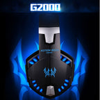 KOTION EACH G2000 Over-ear Game Gaming Headphone Headset Earphone Headband with Mic Stereo Bass LED Light for PC Gamer,Cable Length: About 2.2m(White + Red), G2000