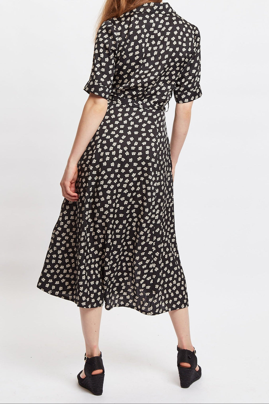 Louche Peta Call Me Print Short Sleeve Midi Shirt Dress