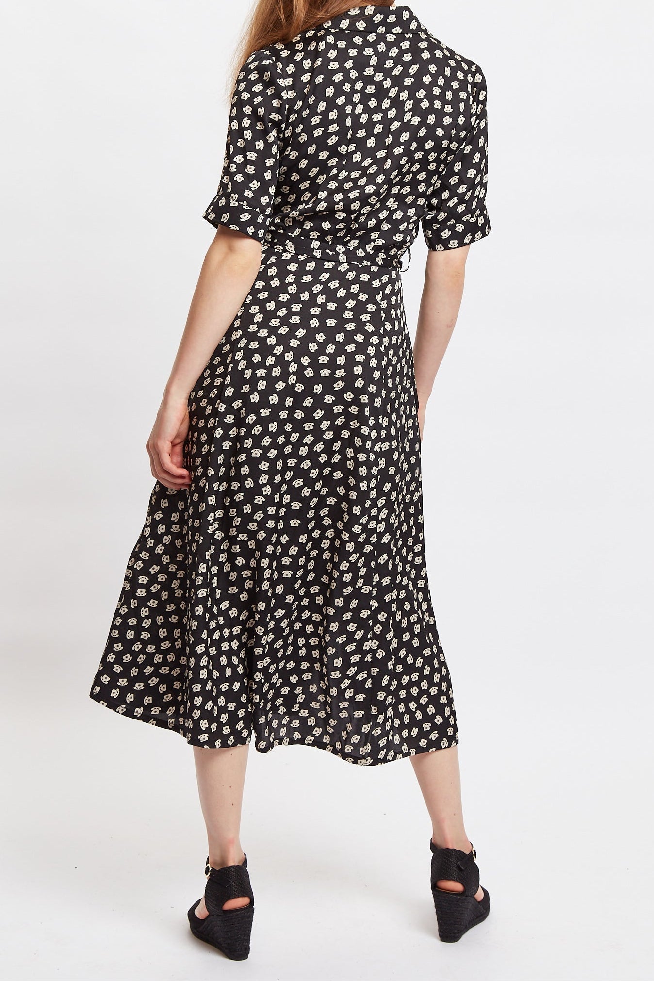 Louche Peta Call Me Print Short Sleeve Midi Shirt Dress