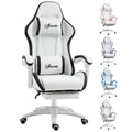 Vinsetto Computer Gaming Chair, PU Leather Desk Chair with Footrest, Swivel Task Chair with 135\'c2\'b0 Reclining Back and Lumbar Support, PC Chair for Adults, White and Black