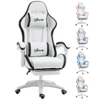 Vinsetto Computer Gaming Chair, PU Leather Desk Chair with Footrest, Swivel Task Chair with 135\'c2\'b0 Reclining Back and Lumbar Support, PC Chair for Adults, White and Black